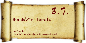 Bordán Tercia névjegykártya